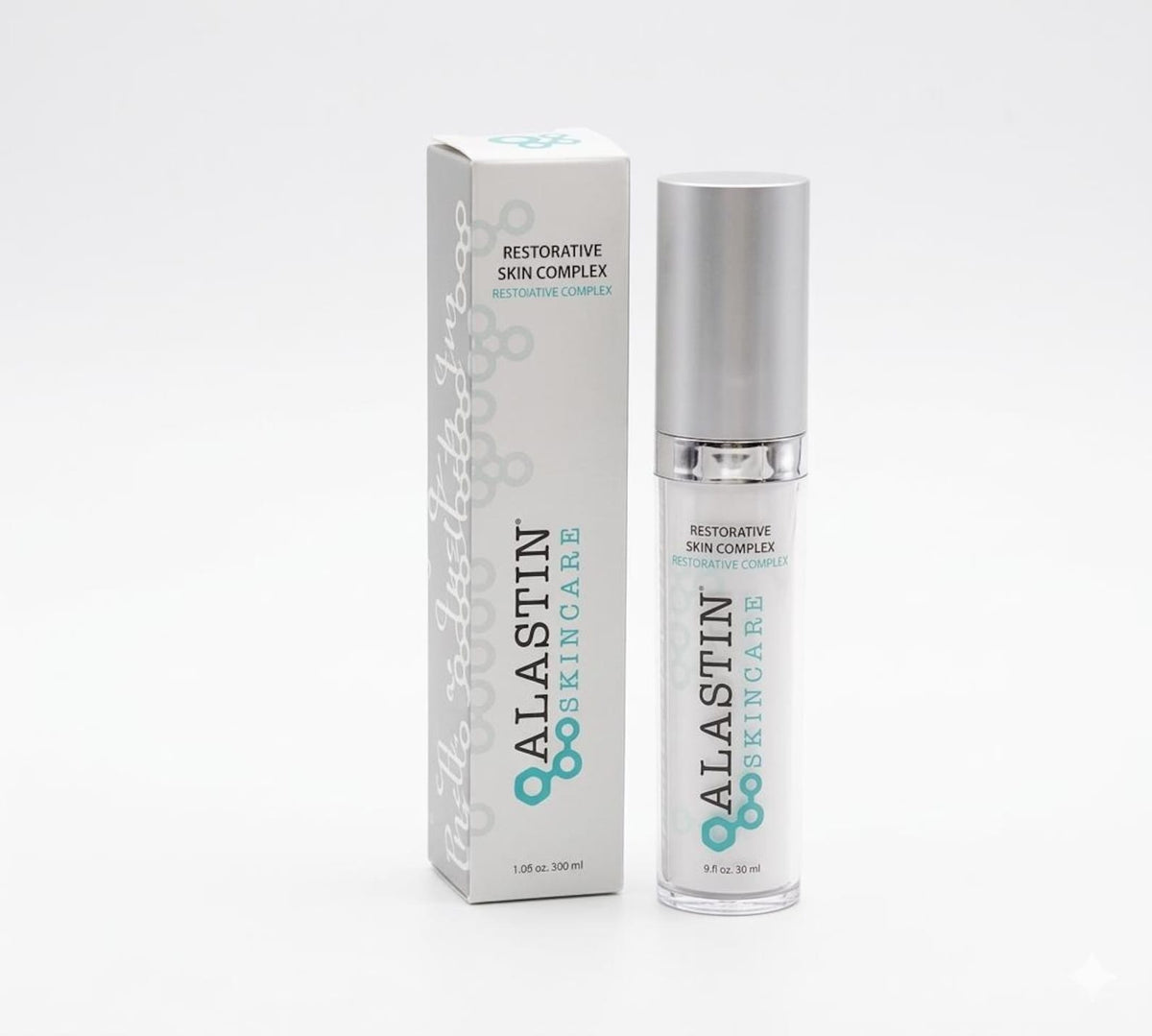 Alastin skincare bottle and box on a white background