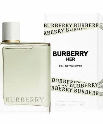 Burberry perfume bottle and packaging on a white background