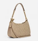 Coach-Style Signature Canvas Shoulder Bag with Chain Strap – Women’s Designer Handbag