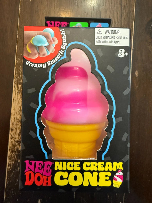 NeeDoh Nice Cream Cone Sensory Squish Toy – Assorted Colors, Ages 3+