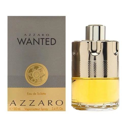 Azzaro Wanted perfume bottle and packaging on a white background